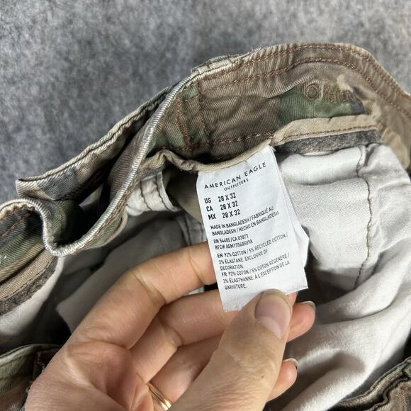 American Eagle Cargo Camouflage Pants Men's 28x28 Green Original Straight Flex - Picture 10 of 12